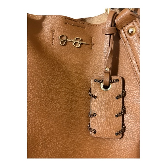 Jessica Simpson Timeless Brown Leather Tote with Spacious Design - Picture 7 of 11